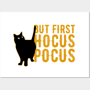 But First Hocus Pocus Black Cat Halloween Posters and Art